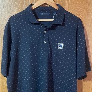 NWT Cutter & Buck Dark Blue Patterned Polo - Embroidered “N”